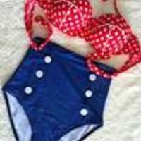 Отзыв на Купальник Aliexpress RETRO Swimsuits Suits Swimwear Vintage Bandeau HIGH WAISTED Bikini Set
