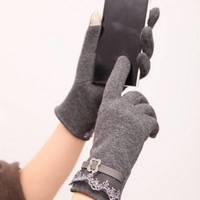 Отзыв на Перчатки женские AliExpress New Women Ladies Winter Warm Vintage Lace Touch Screen Gloves