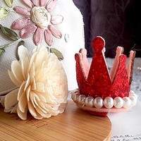 Отзыв на Заколка для волос Aliexpress 1pcs Beautiful Girls Xmas Dancing Party Hair Clips Crown Pearl Princess Barrette Ribbon 6 Colors