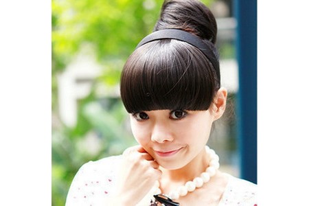Отзыв на Накладная чёлка Aliexpress LX0028DC Fashion Dark Brown Women Hair wig band Headband Hairpiece Clip-on Bangs Fringe Wigs