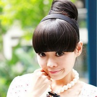 Отзыв на Накладная чёлка Aliexpress LX0028DC Fashion Dark Brown Women Hair wig band Headband Hairpiece Clip-on Bangs Fringe Wigs