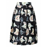 Отзыв на Юбка AliExpress Women High Waist Casual Midi Skater Cute Cat Animal Prints Skirt 3 Colors 2016 Spring Summer Fashion