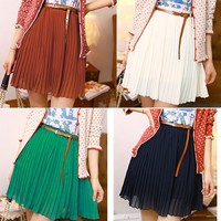 Отзыв на Юбка 2016 Fashion Women Skirts Summer Chiffon High Waist Short Skater Pleated Skirt