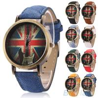 Отзыв на Часы Aliexpress Men's Women's Vintage Bronze Denim UK Flag Guitar Analog Quartz Dress Wrist Watch Retro Wathes 11.11