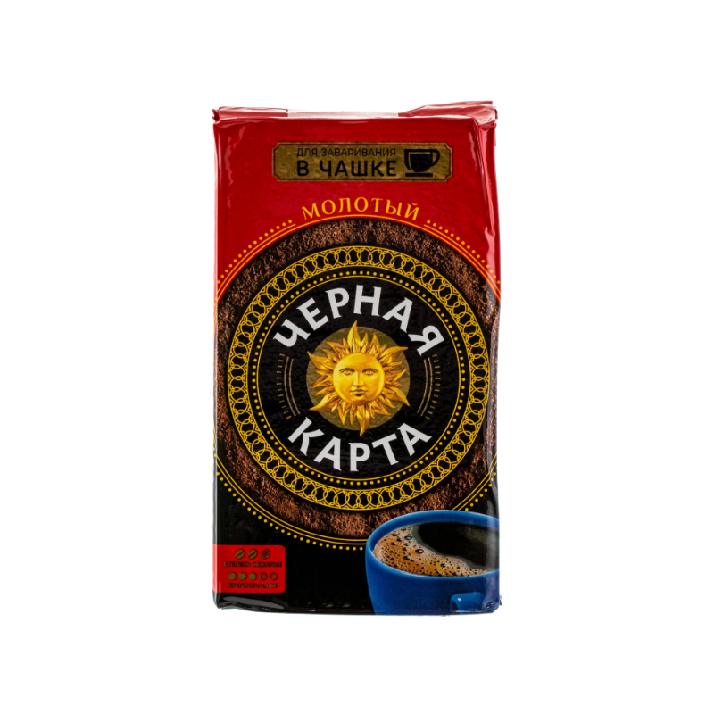 Черная карта кофе для заваривания в чашке с Высоцкой